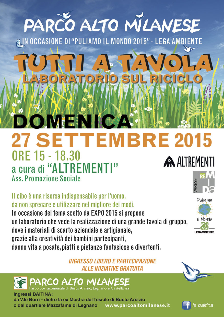 27 settembre tutti a tavola laboratorio riciclo locandina