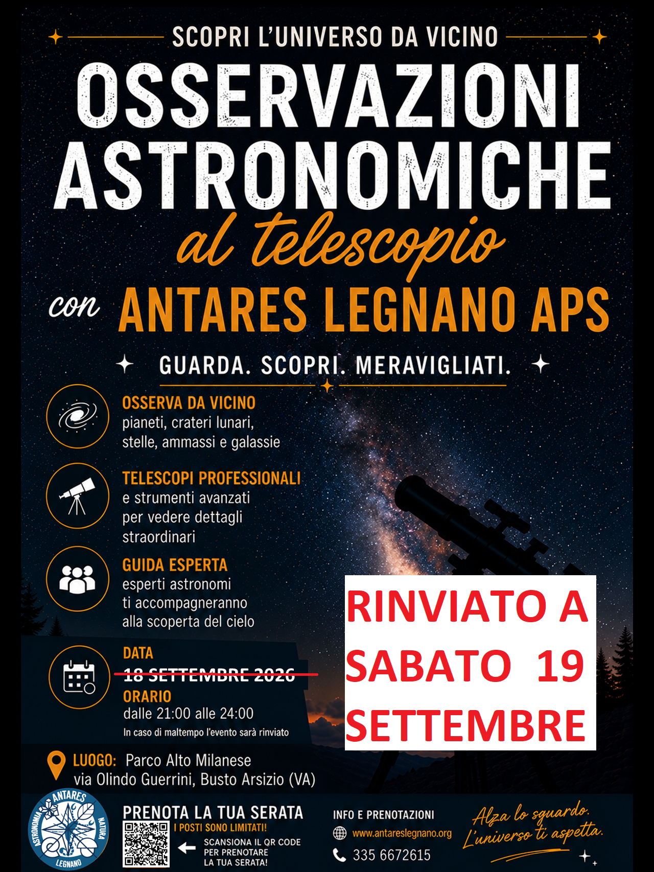 volantino osservazioni astronomiche 19.09.2026
