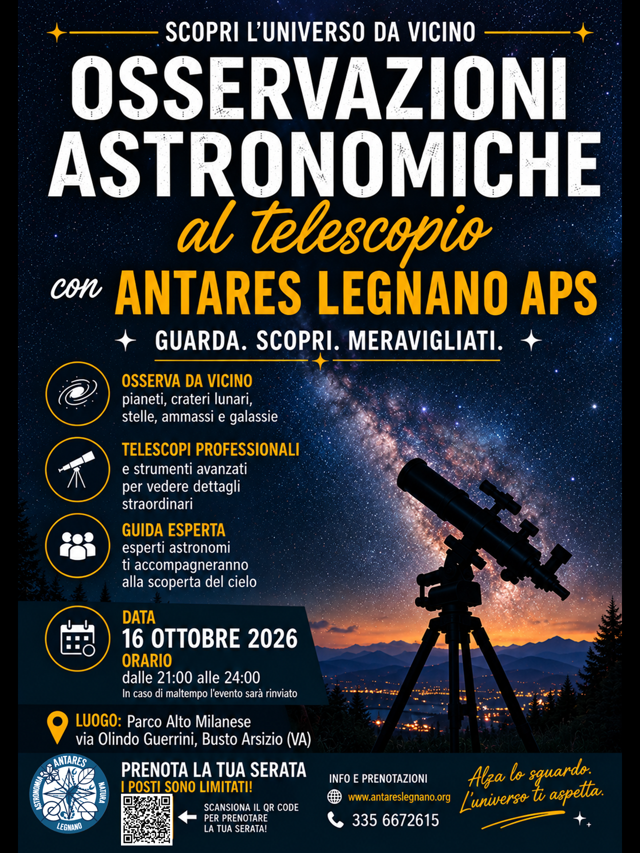 volantino osservazioni astronomiche 16.10.2026